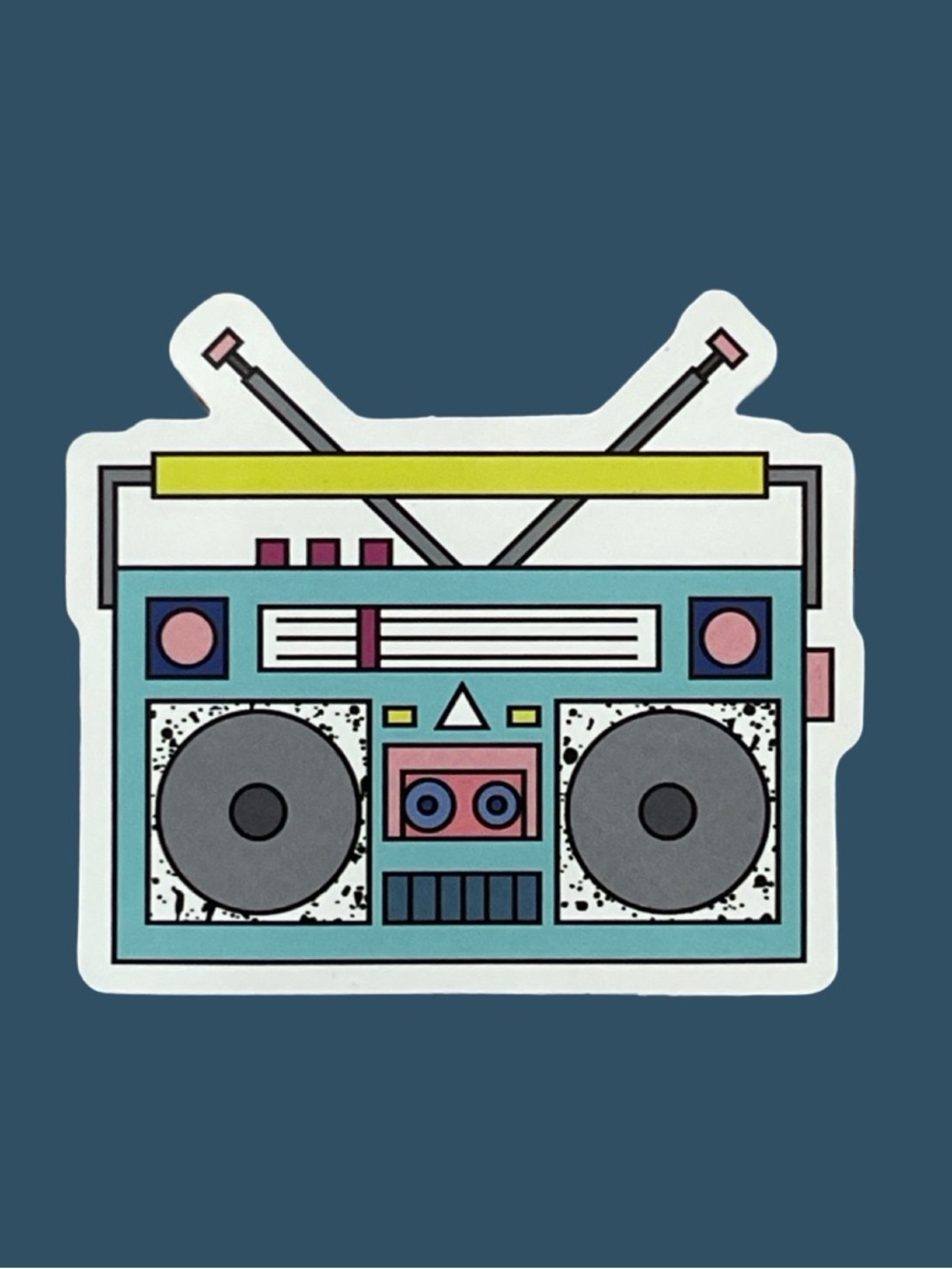 Retro Boombox Sticker Teal, Pink & Yellow